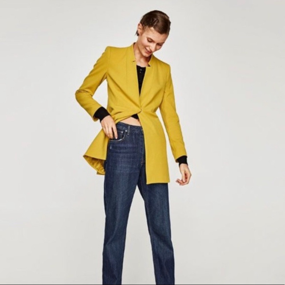 Zara Yellow long Blazer single breasted
